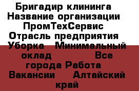 Бригадир клининга › Название организации ­ ПромТехСервис › Отрасль предприятия ­ Уборка › Минимальный оклад ­ 30 000 - Все города Работа » Вакансии   . Алтайский край